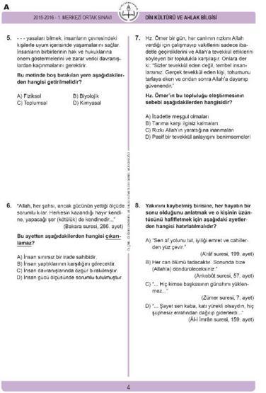 TEOG soru ve cevapları