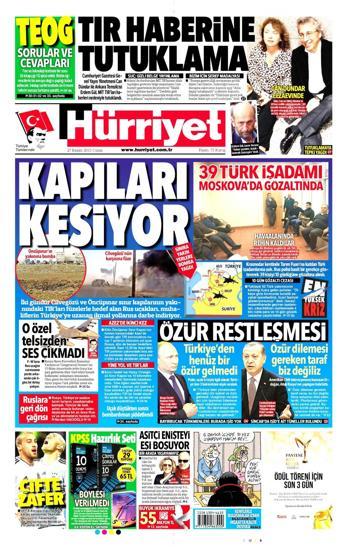 Gazete manşetleri (27 Kasım 2015)