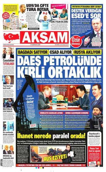 Gazete manşetleri (27 Kasım 2015)