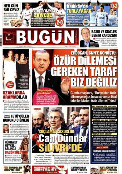 Gazete manşetleri (27 Kasım 2015)