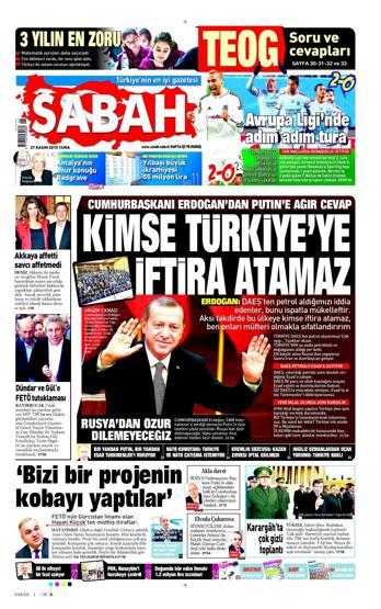 Gazete manşetleri (27 Kasım 2015)