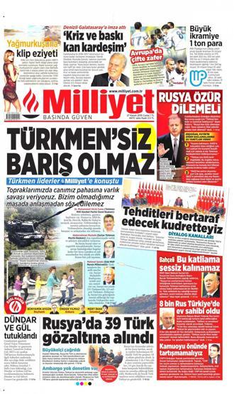 Gazete manşetleri (27 Kasım 2015)