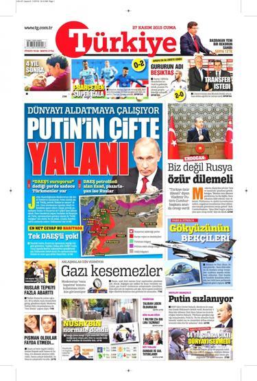 Gazete manşetleri (27 Kasım 2015)