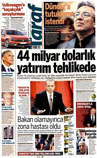 Gazete manşetleri (27 Kasım 2015)