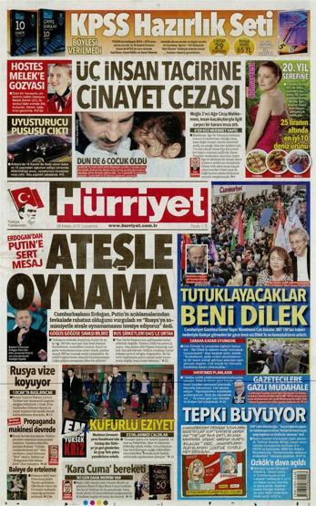 Gazete manşetleri (28.11.2015)