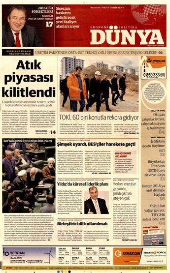 Gazete manşetleri (18 Ocak 2016)