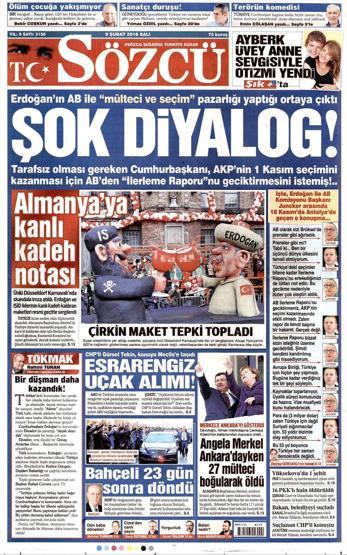 Günün gazete manşetleri (09.02.2016)