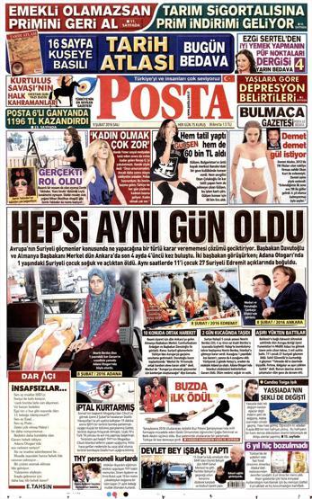 Günün gazete manşetleri (09.02.2016)