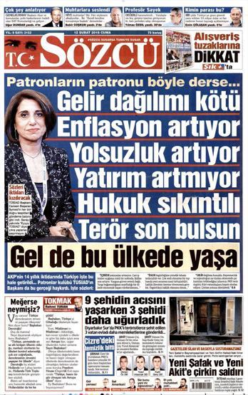 Günün gazete manşetleri (12.02.2016)
