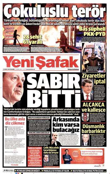 Gazete manşetleri (18 Şubat 2016)