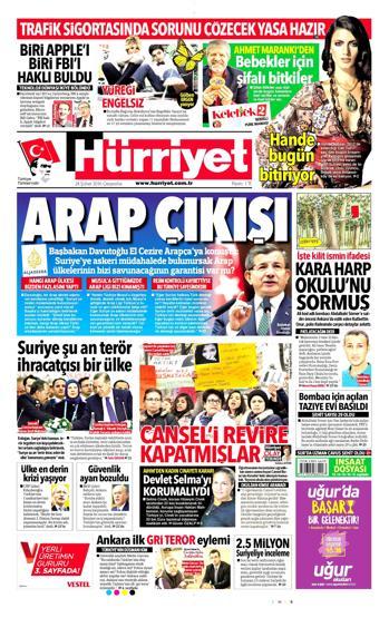 Gazete manşetleri (24 Şubat 2016)