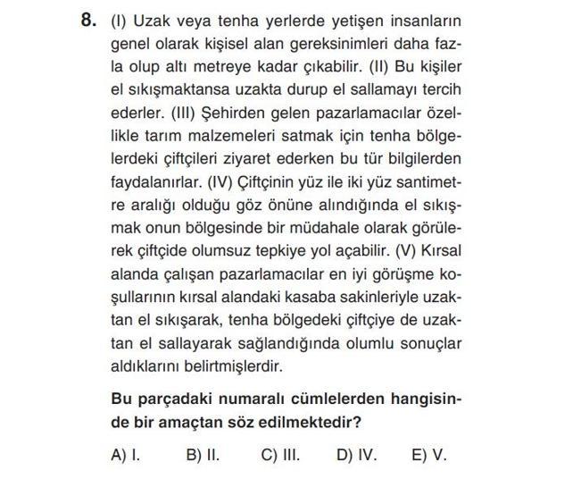 Online deneme sınavı Türkçe bölümü cevap anahtarı