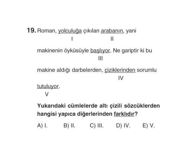 Online deneme sınavı Türkçe bölümü cevap anahtarı
