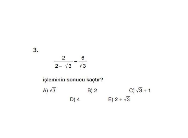 Online YGS denemesi Temel Matematik bölümü cevap anahtarı