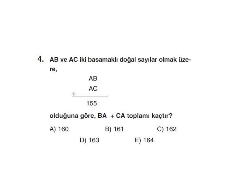 Online YGS denemesi Temel Matematik bölümü cevap anahtarı