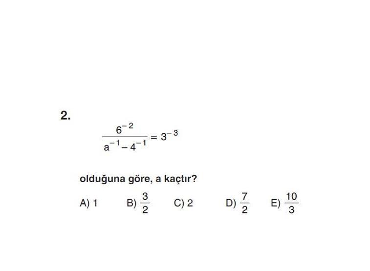 Online YGS denemesi Temel Matematik bölümü cevap anahtarı