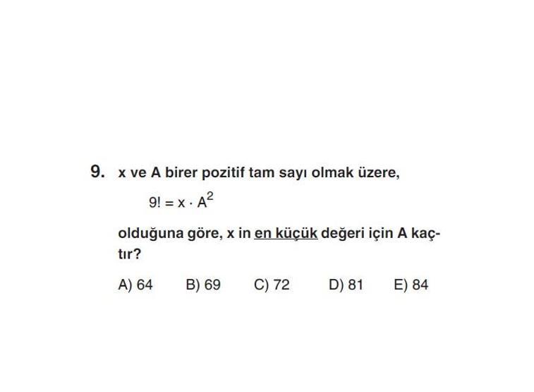 Online YGS denemesi Temel Matematik bölümü cevap anahtarı
