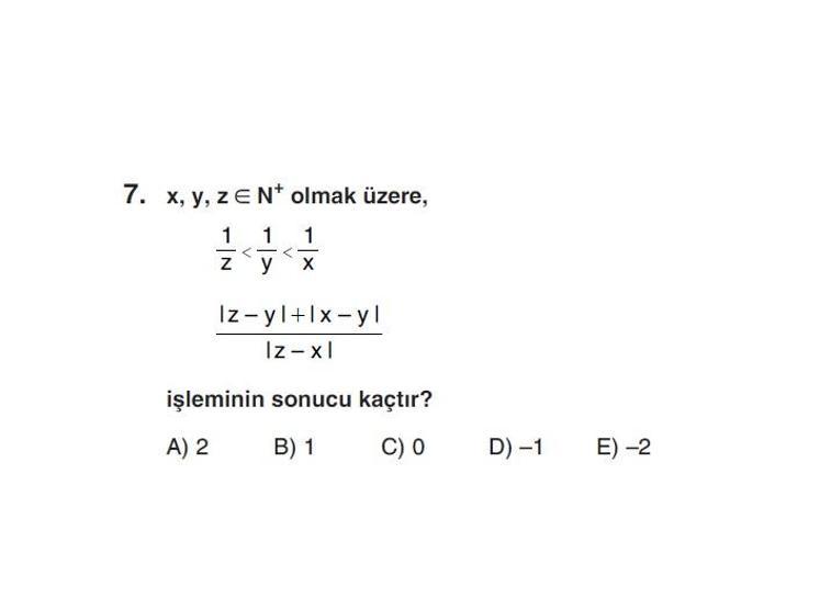 Online YGS denemesi Temel Matematik bölümü cevap anahtarı