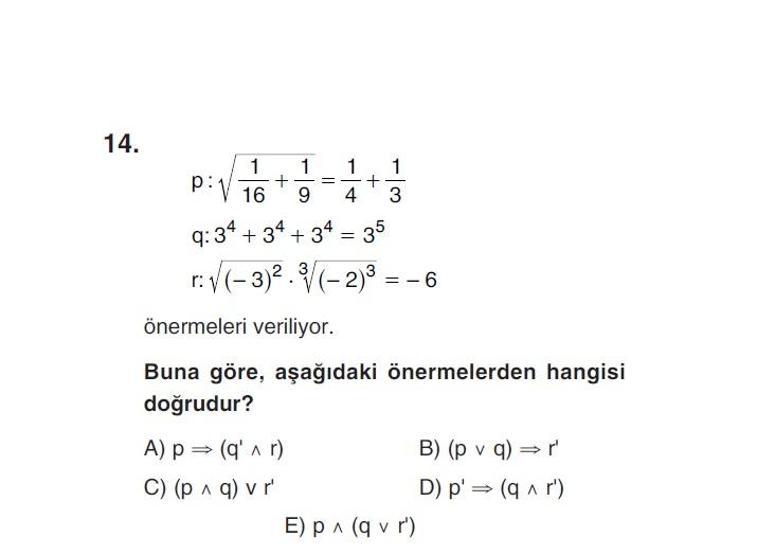 Online YGS denemesi Temel Matematik bölümü cevap anahtarı
