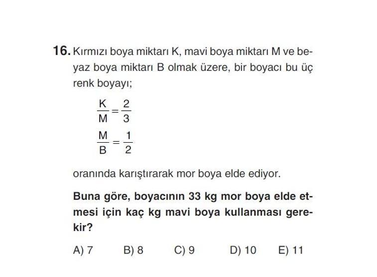 Online YGS denemesi Temel Matematik bölümü cevap anahtarı