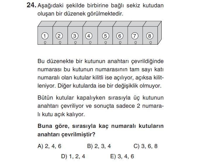 Online YGS denemesi Temel Matematik bölümü cevap anahtarı