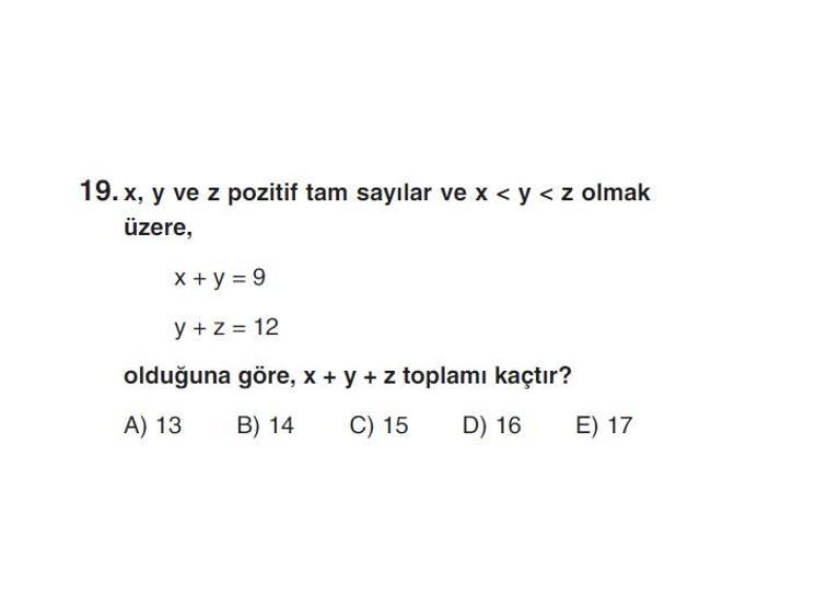 Online YGS denemesi Temel Matematik bölümü cevap anahtarı