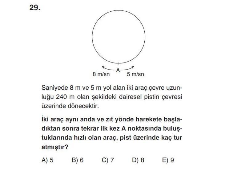 Online YGS denemesi Temel Matematik bölümü cevap anahtarı