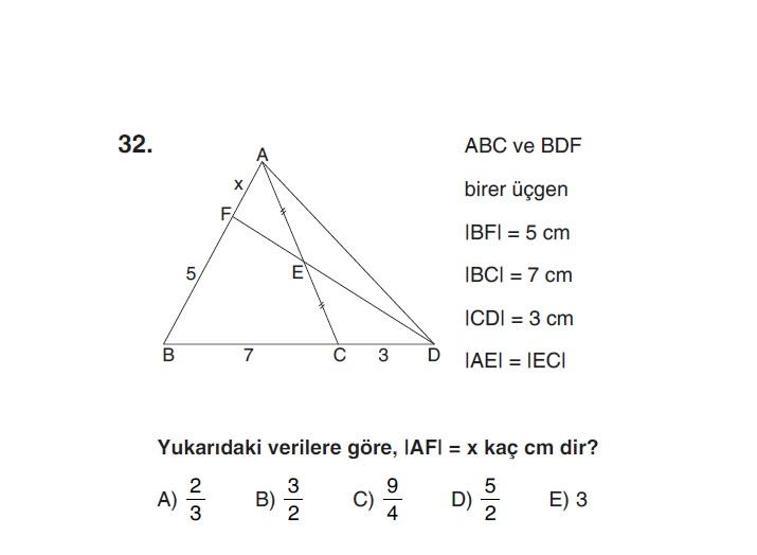 Online YGS denemesi Temel Matematik bölümü cevap anahtarı
