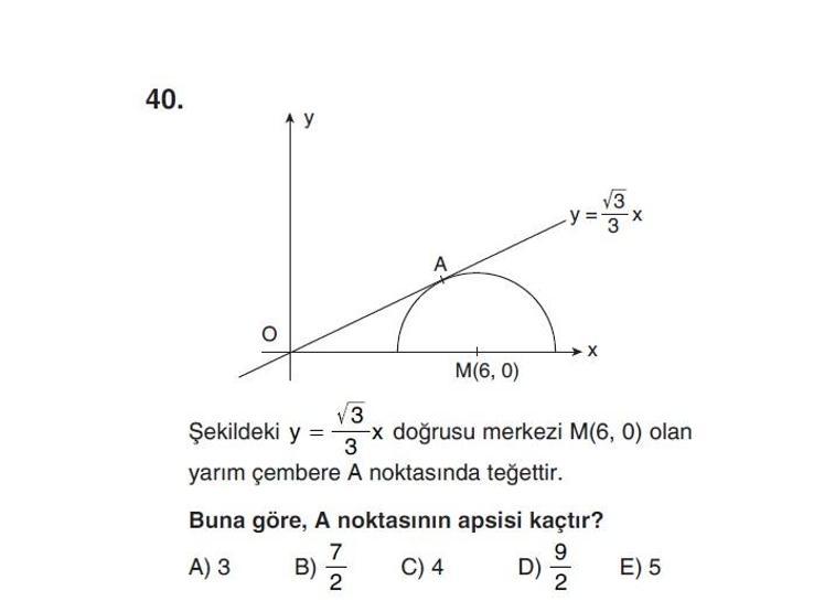Online YGS denemesi Temel Matematik bölümü cevap anahtarı