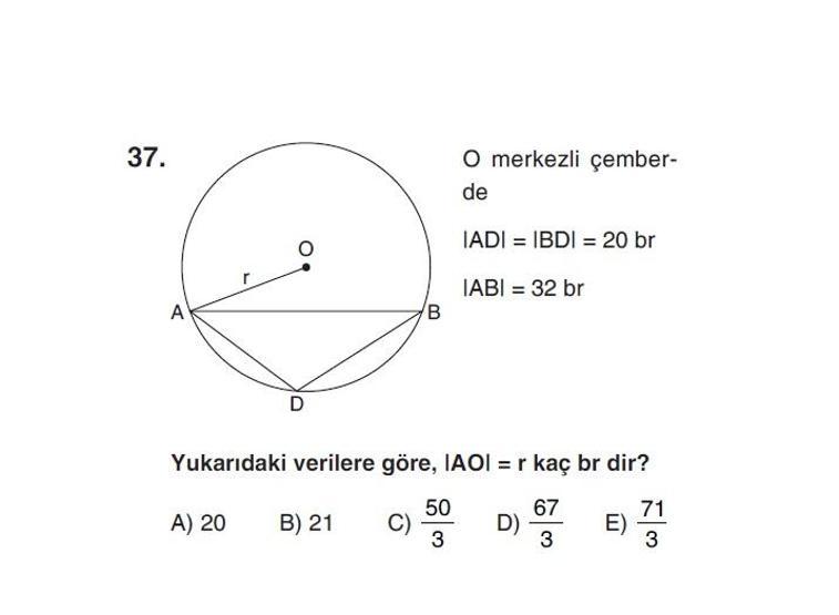 Online YGS denemesi Temel Matematik bölümü cevap anahtarı