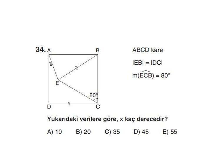 Online YGS denemesi Temel Matematik bölümü cevap anahtarı