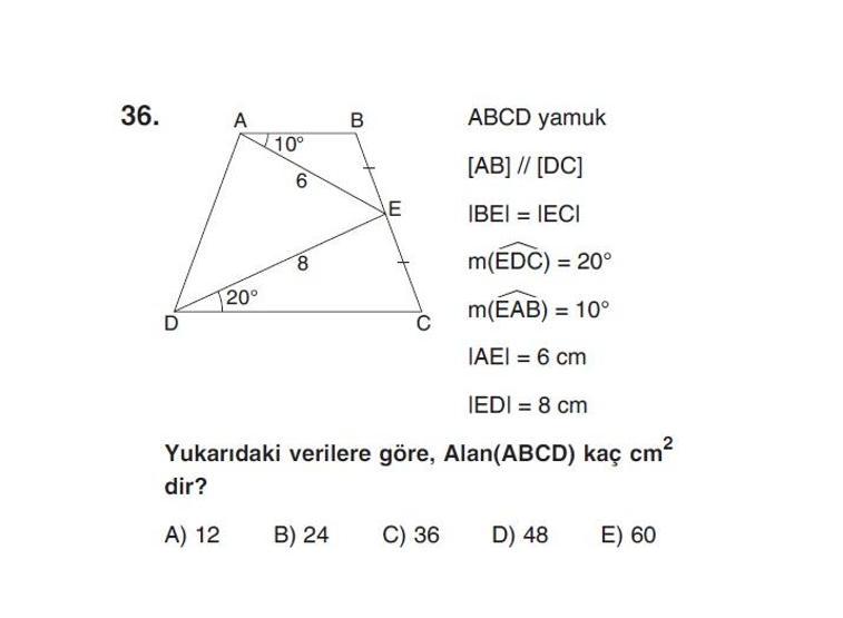 Online YGS denemesi Temel Matematik bölümü cevap anahtarı