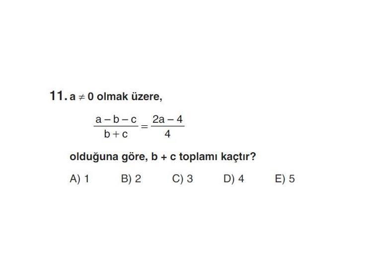 Online YGS denemesi Temel Matematik bölümü cevap anahtarı