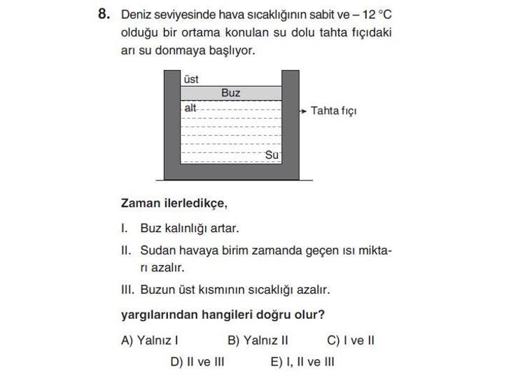 Online YGS denemesi Fen Bilimleri bölümü cevap anahtarı