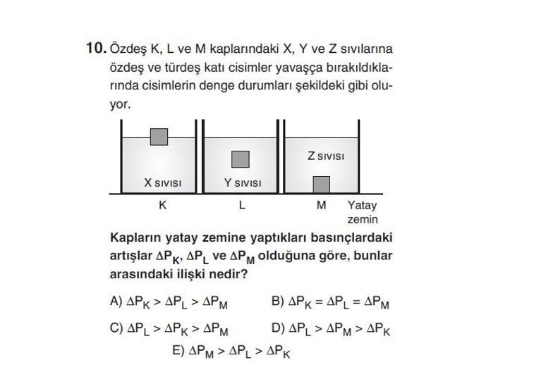 Online YGS denemesi Fen Bilimleri bölümü cevap anahtarı