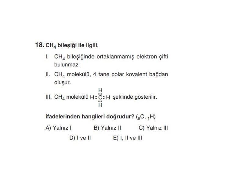 Online YGS denemesi Fen Bilimleri bölümü cevap anahtarı