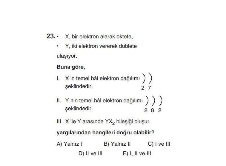 Online YGS denemesi Fen Bilimleri bölümü cevap anahtarı