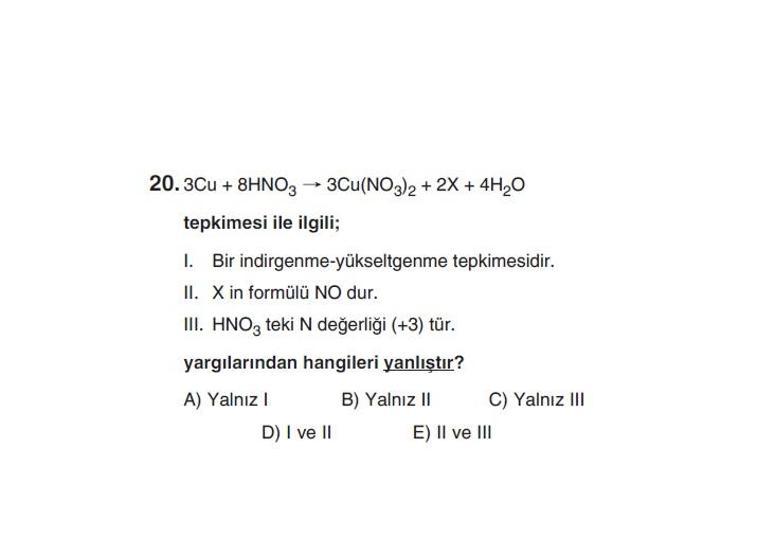 Online YGS denemesi Fen Bilimleri bölümü cevap anahtarı