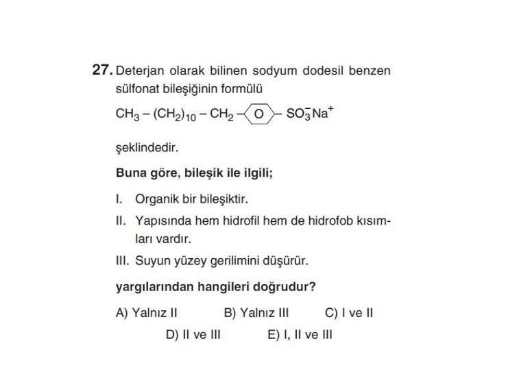 Online YGS denemesi Fen Bilimleri bölümü cevap anahtarı