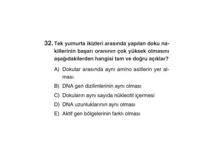Online YGS denemesi Fen Bilimleri bölümü cevap anahtarı