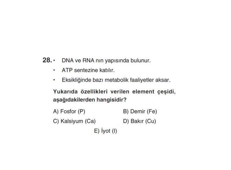 Online YGS denemesi Fen Bilimleri bölümü cevap anahtarı