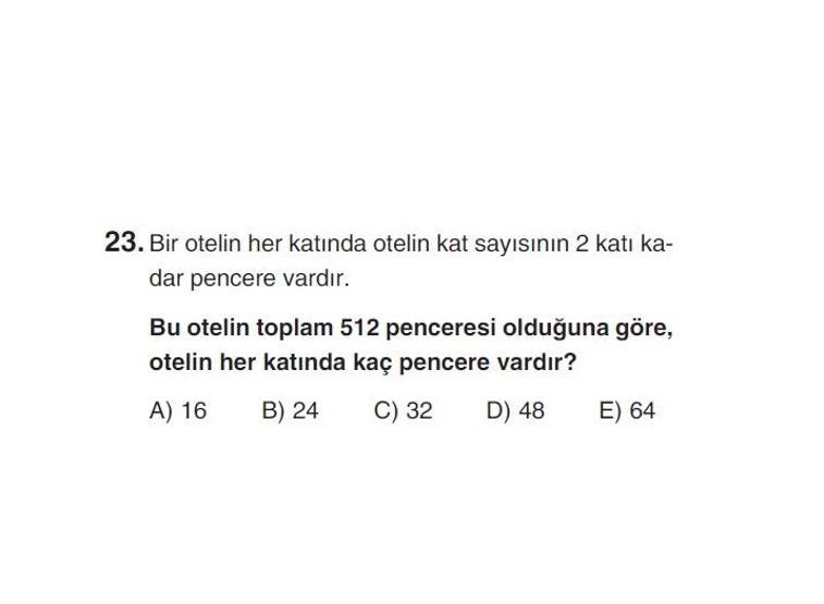 Online YGS denemesi Temel Matematik bölümü cevap anahtarı