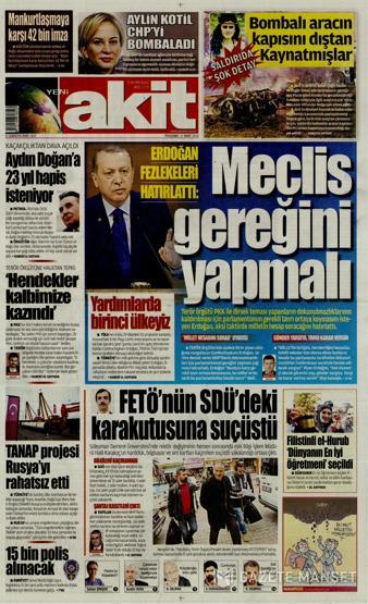 Günün gazete manşetleri (17.03.2016)