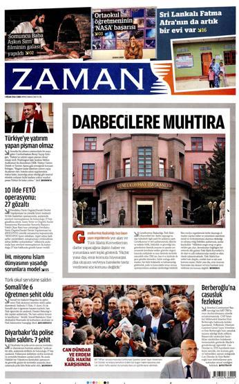 Gazete manşetleri (01 Nisan 2016)
