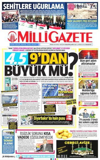 2 Nisan 2016 gazete manşetleri