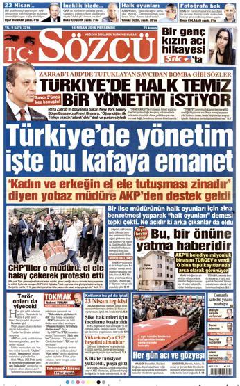 14 Nisan 2016 gazete manşetleri
