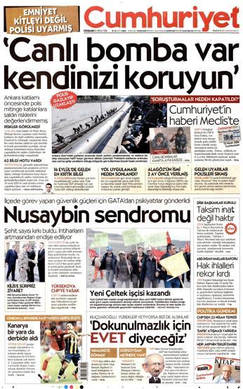 14 Nisan 2016 gazete manşetleri