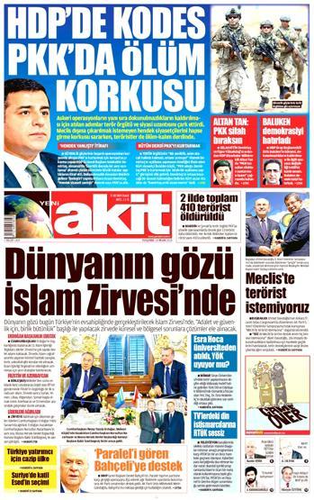 14 Nisan 2016 gazete manşetleri