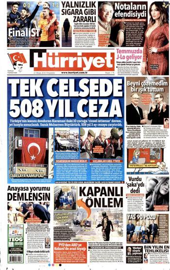 21 Nisan 2016 gazete manşetleri