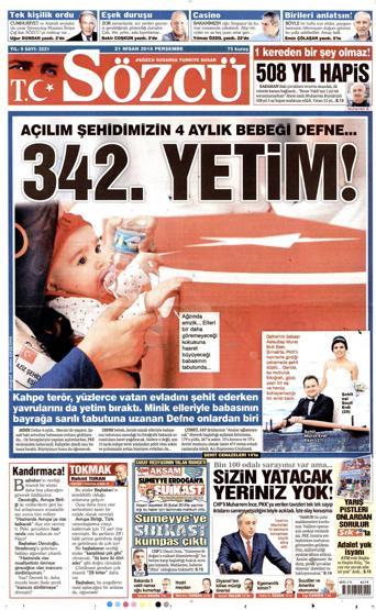21 Nisan 2016 gazete manşetleri